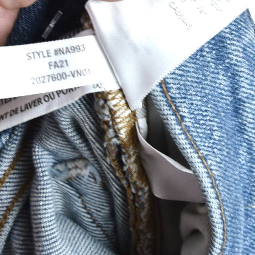 Madewell Slim Fit Raw Hem Jeans Blue Distressed Crop Ankle Fray Minimalist 35" - Picture 12 of 12
